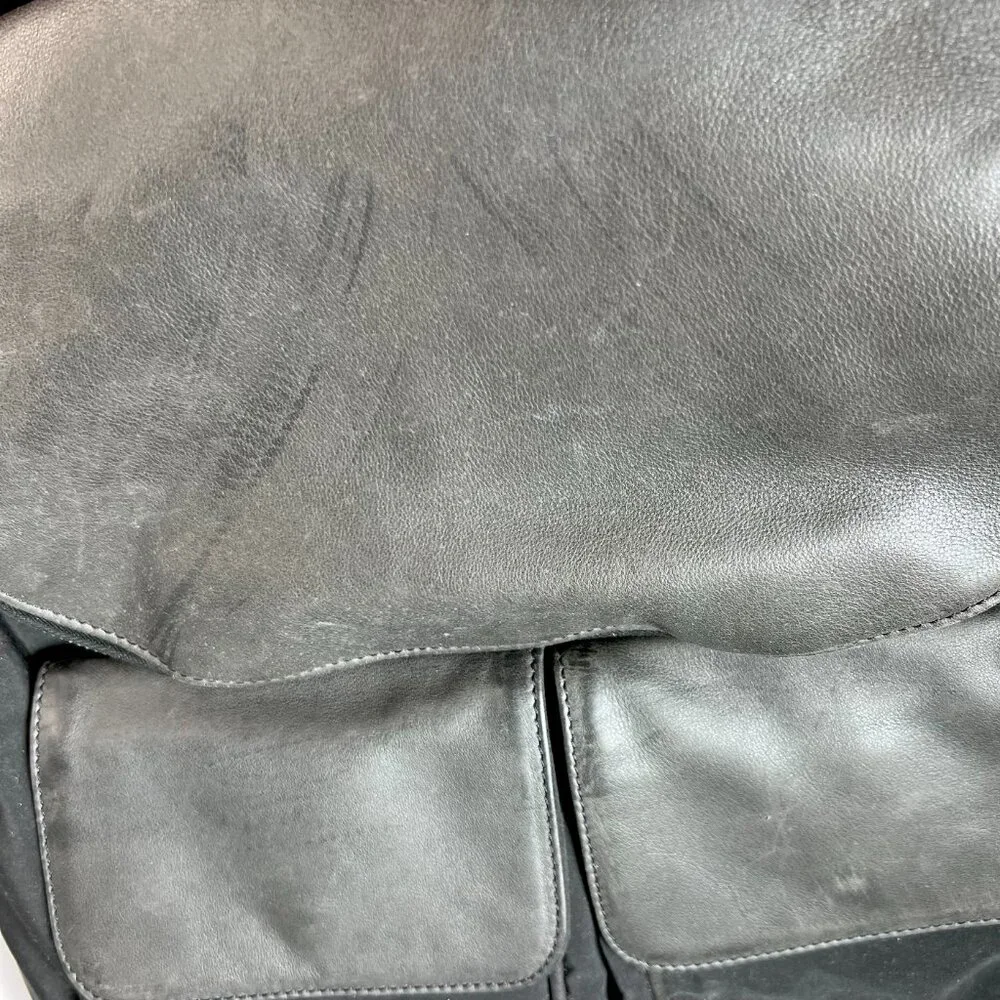 JOHNNY FARAH Black Leather/Nylon Backpack with Gold metal‎ Hardware
